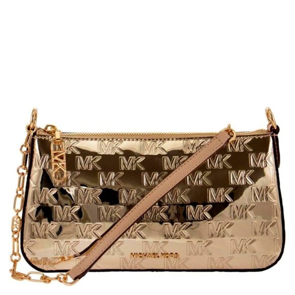 Michael Kors Empire Shoulder Bag In Gold Leather - Picture 1 of 2